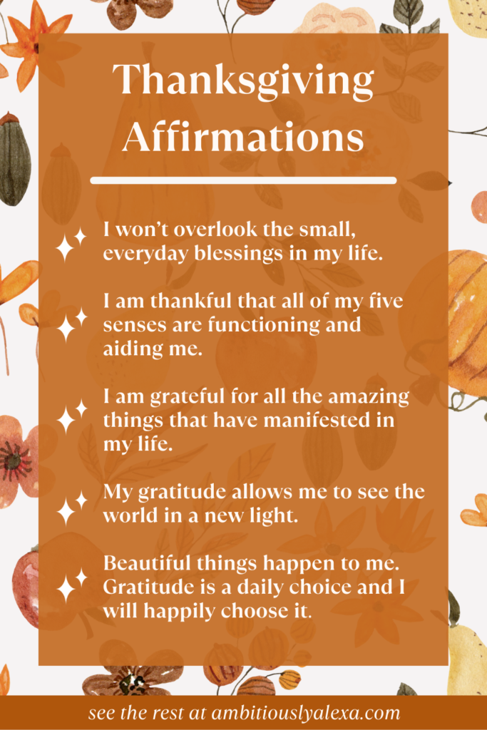 thankful affirmations for thanksgiving