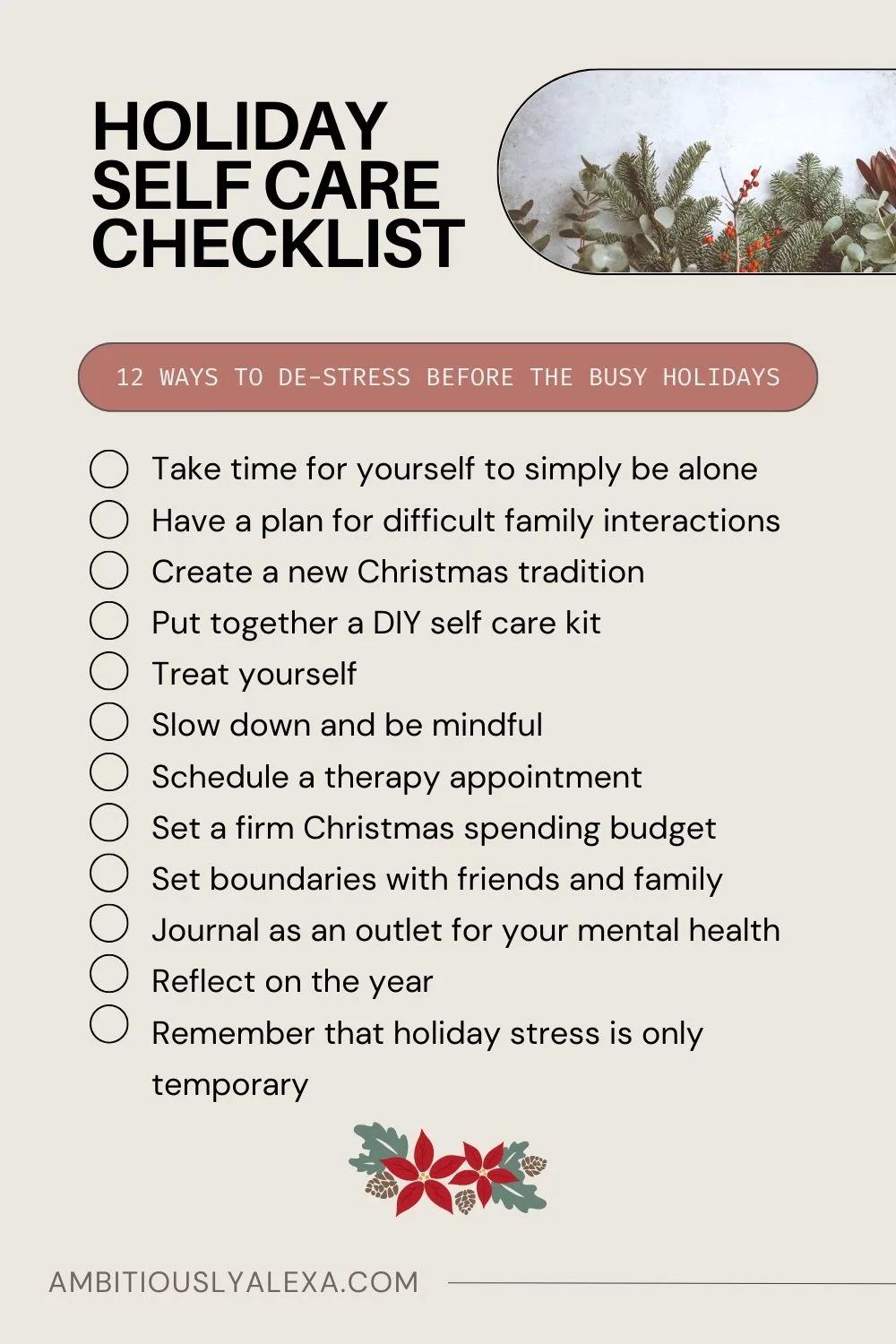 holiday self care plan